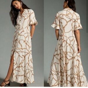 Beautiful flowy MAEVE x ANTHROPOLOGIE Printed Short-Sleeve Shirt Dress, XL